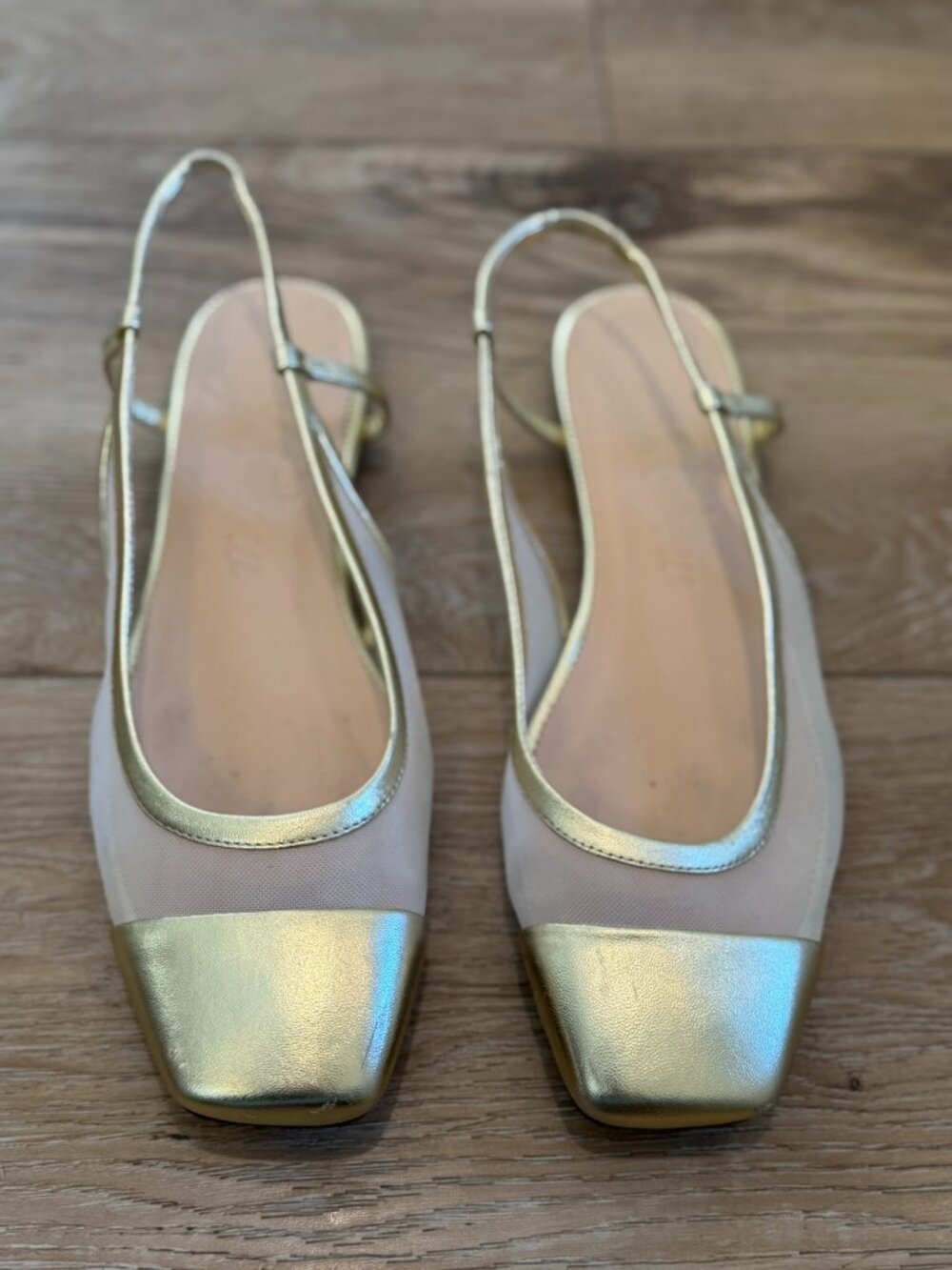 J Crew Anya Slingback Gold Metallic Mesh sz 9.5